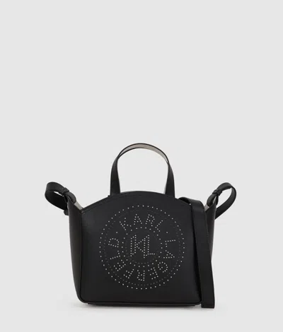 Karl Lagerfeld K/circle Small Studded Tote Bag In Black