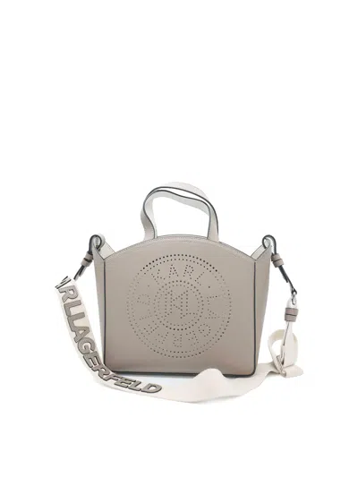 Karl Lagerfeld K/circle Small Tote Perforated In Gray