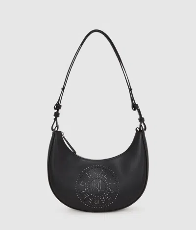 Karl Lagerfeld K/circle Studded Moon Shoulder Bag In Black