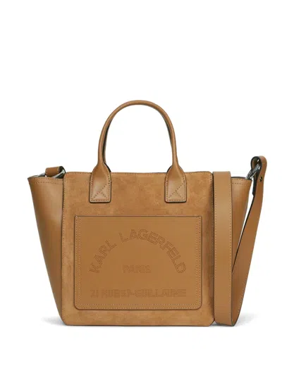 Karl Lagerfeld K/daily Suede-panel Tote Bag In Brown