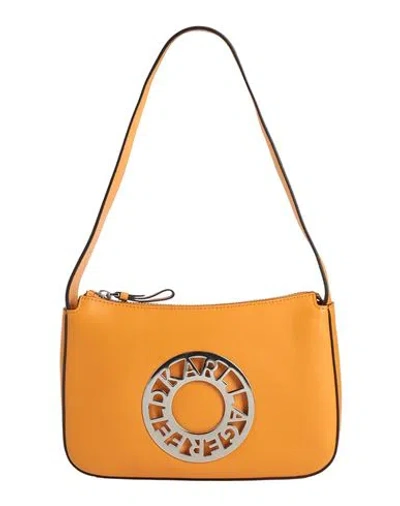 Karl Lagerfeld K/disk Sm Zip Shoulderbag Woman Handbag Marigold Size - Bovine Leather In Yellow
