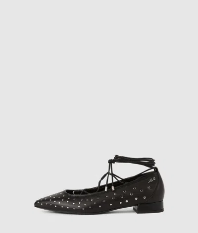 Karl Lagerfeld Kerrie Ballerina Long Lace Flats In Black