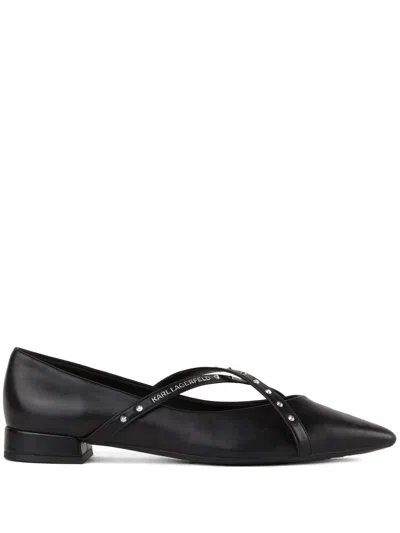 Karl Lagerfeld Kerrie Krosstrap Ballerina Shoes In Black
