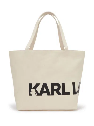 Karl Lagerfeld Essential Oversized-logo Tote Bag In Neutrals