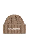 Karl Lagerfeld K/essential Cable Knit Beanie In Brown