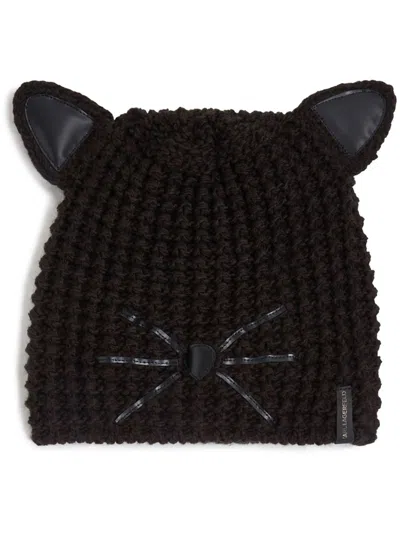 Karl Lagerfeld K/essential Choupette Beanie In Black