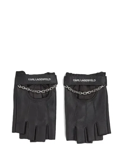 Karl Lagerfeld K/essential Fingerless Gloves In Black