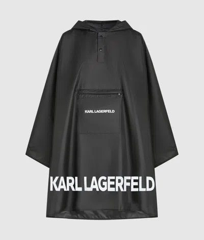 Karl Lagerfeld K/essential Hooded Poncho In Black