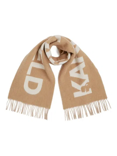 Karl Lagerfeld K/essential Jacquard Woven Scarf In Neutral