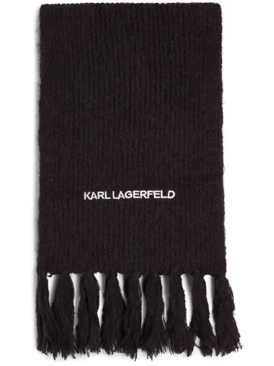 Karl Lagerfeld Essential Knitted Scarf In Black