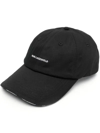 Karl Lagerfeld Essential Logo-embroidered Baseball Cap In Black