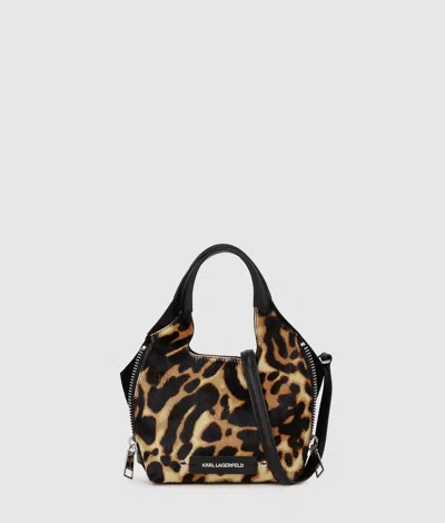 Karl Lagerfeld K/hardware Mini Leopard Tote Bag In Brown