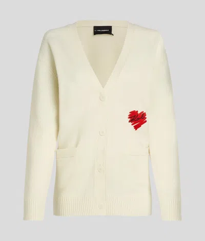 Karl Lagerfeld K/heart Cardigan In White
