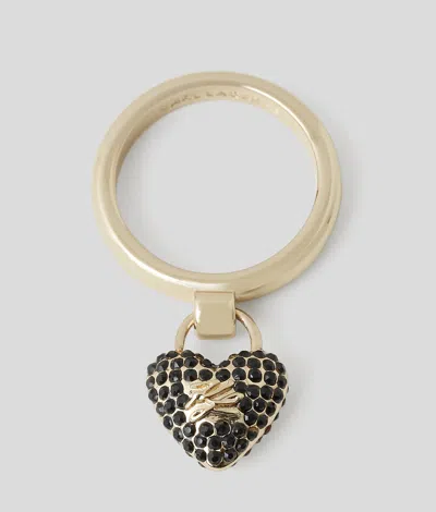 Karl Lagerfeld K/heart Pavé Charm Ring In Gold
