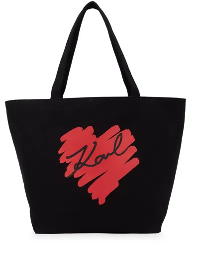 Karl Lagerfeld K/heart Reversible Tote Bag In Black