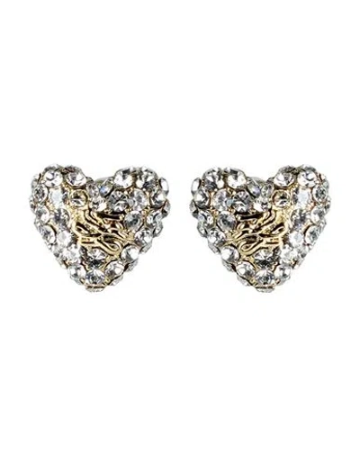 Karl Lagerfeld K/heart Stud Earrings Pave Woman Earrings Gold Size - Brass, Glass In Metallic