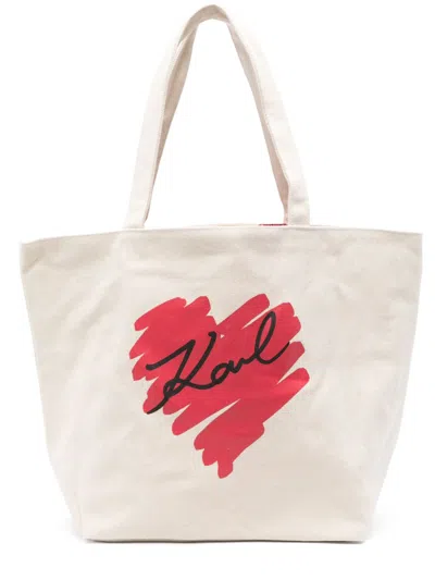 Karl Lagerfeld K/hearts Reversible Tote Bag In Neutrals