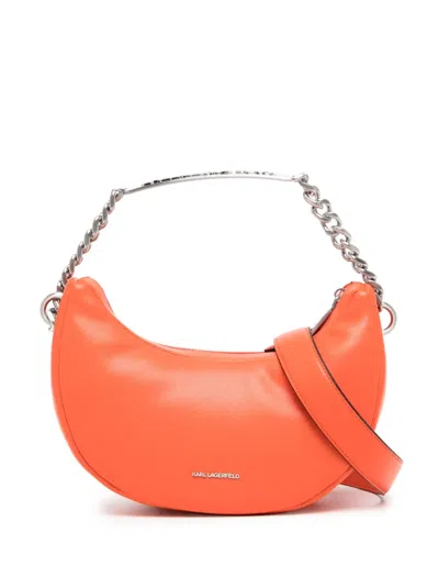 Karl Lagerfeld K/id Leather Shoulder Bag In Orange