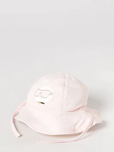 Karl Lagerfeld Kids Baby Boy's Cotton Bucket Hat With Graphic Print And Straps In Pink