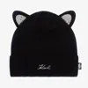 Karl Lagerfeld Sequinned Cat Ears Beanie In Black