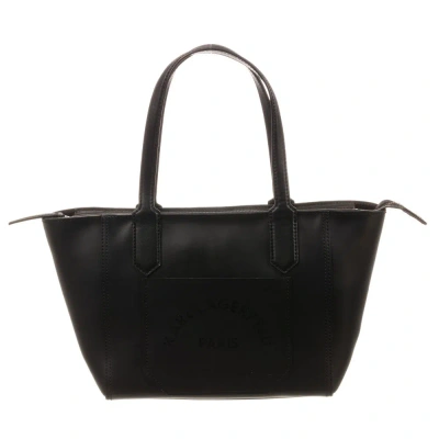 Karl Lagerfeld Kids Girls Black Leather Tote Bag (39cm)