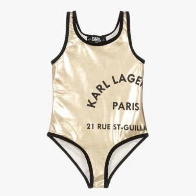 Karl Lagerfeld Kids Girls Metallic Gold Swimsuit
