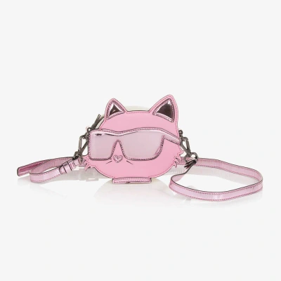 Karl Lagerfeld Kids Girls Pink Choupette Shoulder Bag (13cm)