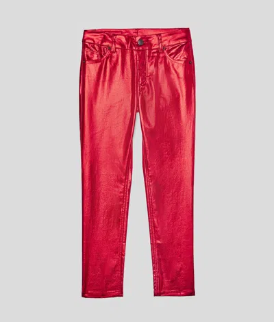 Karl Lagerfeld Kids Metallic Coated Pants In Red
