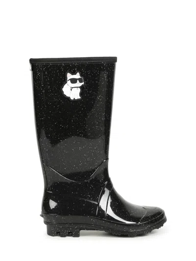 Karl Lagerfeld Kids Mini Rain Boots In Black