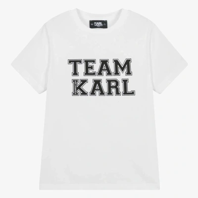 Karl Lagerfeld Kids Teen Boys White Cotton Team Karl T-shirt