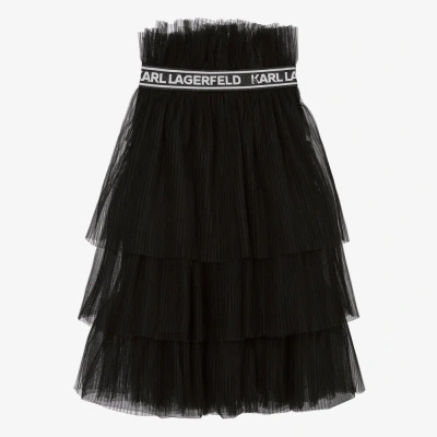Karl Lagerfeld Kids Teen Girls Black Pleated Midi Skirt