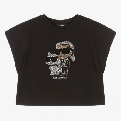 Karl Lagerfeld Kids Teen Girls Black Rhinestone Karl Ikonik T-shirt