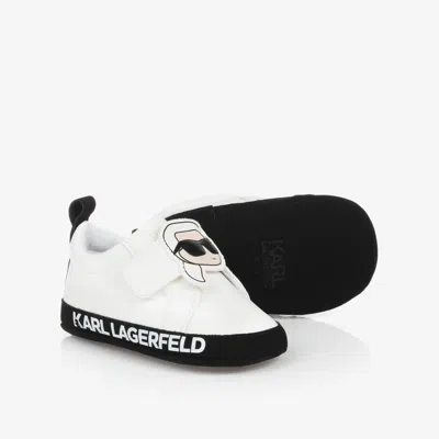 Karl Lagerfeld Kids White Faux Leather Baby Trainers ModeSens
