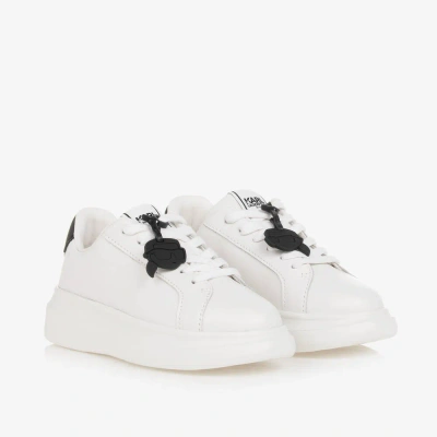 Karl Lagerfeld Kids White Leather Lace-up Trainers