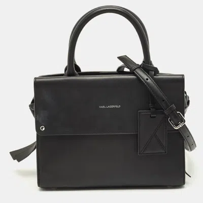 Pre-owned Karl Lagerfeld K/ikon Black Leather Top Handle Bag