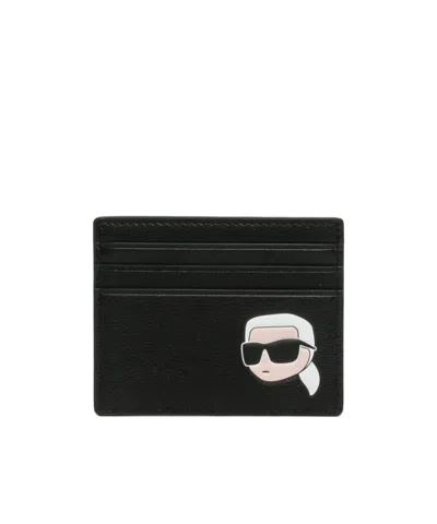 KARL LAGERFELD K/IKONIC 2.0 LEATHER CARD HOLDER