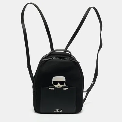 Pre-owned Karl Lagerfeld K/ikonik 2.0 Black Nylon Backpack