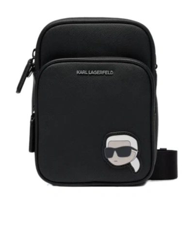 Karl Lagerfeld K/ikonik 2.0 Kore Textured Shoulder Bag In Black
