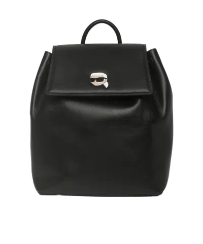Karl Lagerfeld K/ikonik 2.0 Leather Backpack In Black