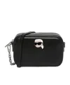 Karl Lagerfeld K/ikonik 2.0 Leather Crossbody Bag In Black