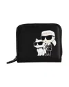 Karl Lagerfeld Ikonik Leather Passport Holder In Black