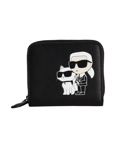 KARL LAGERFELD KARL LAGERFELD K/IKONIK 2.0 LEATHER SM ZIPWLT WOMAN WALLET BLACK SIZE - BOVINE LEATHER
