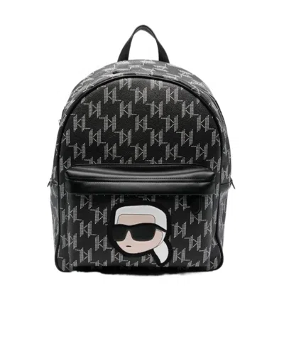 Karl Lagerfeld K/ikonik 2.0 Monogram Backpack In Black