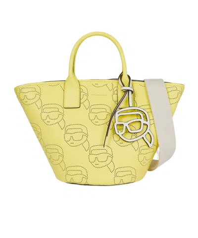 Karl Lagerfeld Ikonik Perforated Tote Bag In Yellow