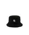 Karl Lagerfeld K/ikonik 2.0 Shearling Bucket Hat In Black