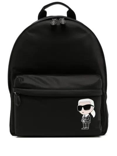 Karl Lagerfeld K/ikonik 2.0 Zip-up Backpack In Black