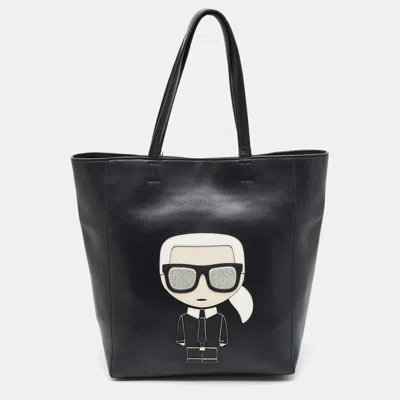 Pre-owned Karl Lagerfeld K/ikonik Black Leather Tote