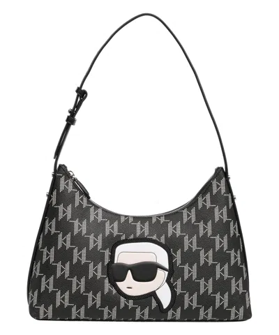 Karl Lagerfeld K/ikonik Monogram Hobo Bag In Black