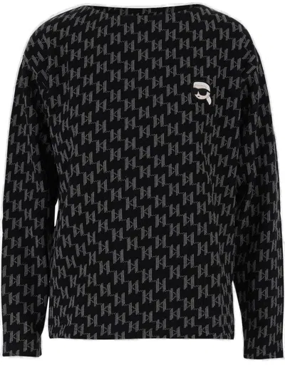 Karl Lagerfeld K/ikonik Monogram Sweatshirt In Black