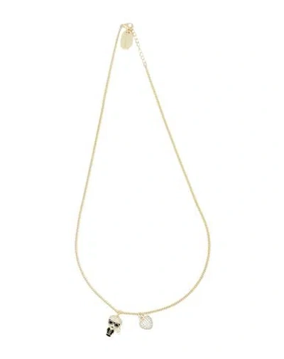 Karl Lagerfeld K/ikonik Pave Heart Necklace Woman Necklace Gold Size - Silver, Brass, Zirconia
